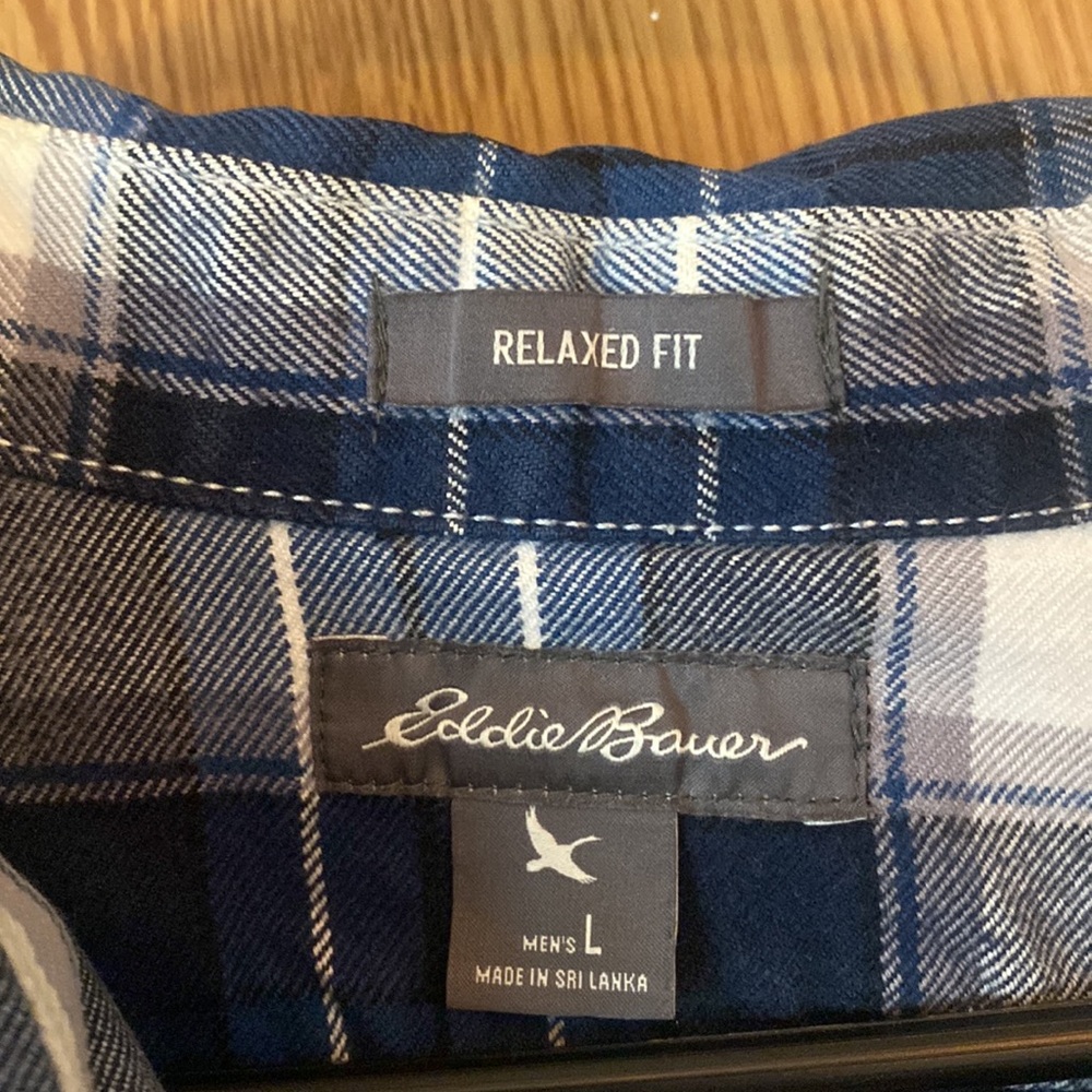 Eddie Bauer Blue Plaid Button Down - Picture 2 of 4